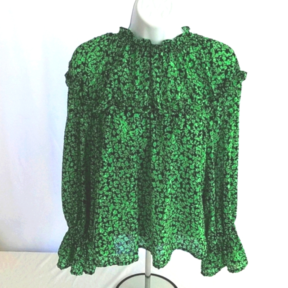 Who What and Wear Women's Long Sleeve Blouse Green Size XS